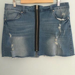 Rue21 Denim Distressed Mini Skirt Size 14